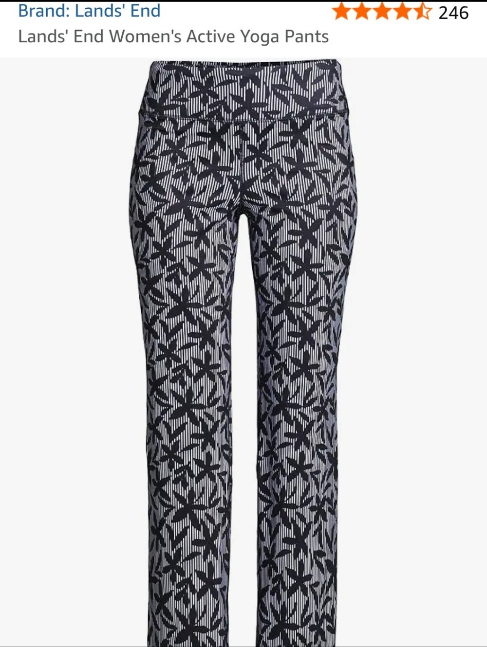 Lands' End Women's Size 1X Starfish Active Workout Leggings Black Stripe Floral
